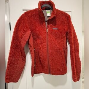 Patagonia Retro Deep Pile Fleece Full Zip Jacket Womens Medium Red